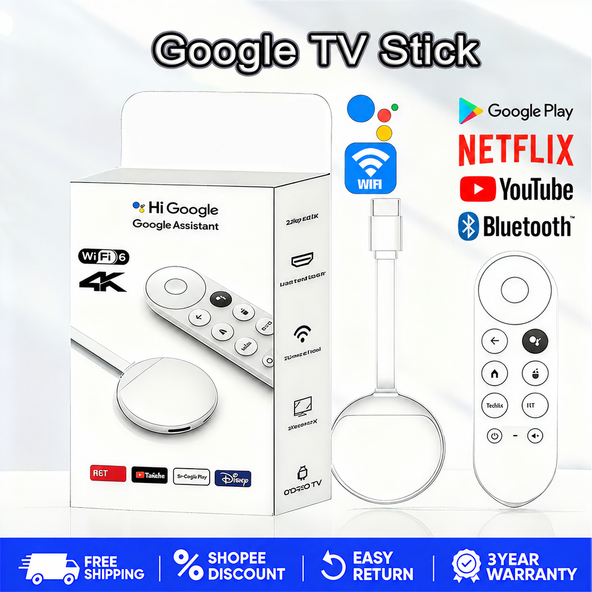 Google Chromecast with Google TV - Streaming Entertainment with Voice Search - Watch Movies, Shows, and Live TV in 4K HDR Streaming Media Player - Includes Pouch and Cleaning Cloth